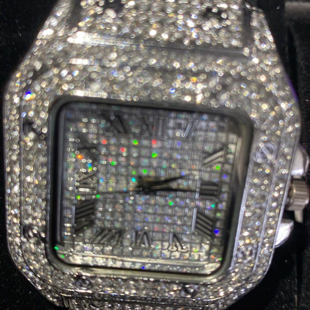 Silver Lab Stones Watch With Diamond Accents